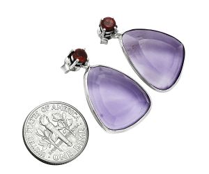 Amethyst and Garnet Earrings EXE02889 E-1256, 15x20 mm