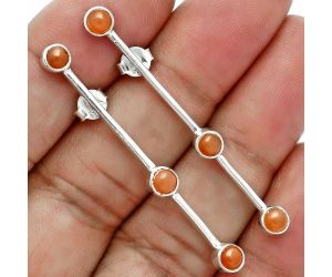 Peach Moonstone Earrings EXE02890 E-1255, 4x4 mm