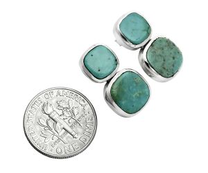 Natural Rare Turquoise Nevada Aztec Mt Earrings EXE02894 E-1252, 10x10 mm