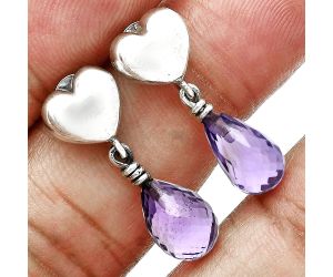 Heart - Amethyst Drop Earrings EXE02899 E-1257, 7x10 mm