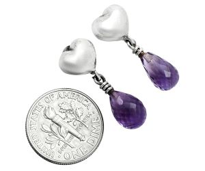 Heart - Amethyst Drop Earrings EXE02899 E-1257, 7x10 mm