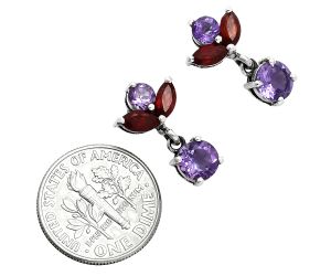 Amethyst and Garnet Earrings EXE02903 E-1249, 6x6 mm