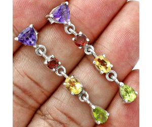 Amethyst, Garnet, Citrine & Peridot Earrings EXE02905 E-1061, 6x6 mm