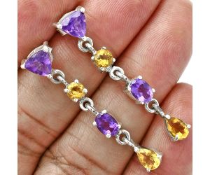 Citrine and Amethyst Earrings EXE02908 E-1061, 6x6 mm