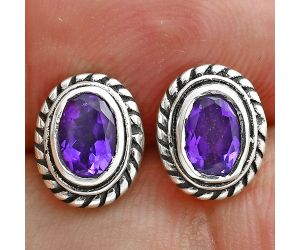 African Amethyst Stud Earrings EXE02913 E-1245, 6x4 mm