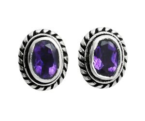 African Amethyst Stud Earrings EXE02913 E-1245, 6x4 mm