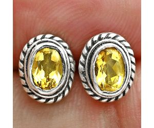 Citrine Stud Earrings EXE02918 E-1245, 6x4 mm