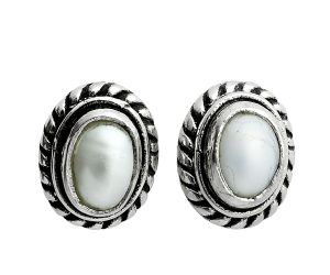 Natural Fresh Water Pearl Stud Earrings EXE02919 E-1245, 6x4 mm