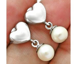 Heart - Natural Fresh Water Pearl Earrings EXE02921 E-1257, 7x7 mm