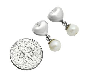 Heart - Natural Fresh Water Pearl Earrings EXE02921 E-1257, 7x7 mm