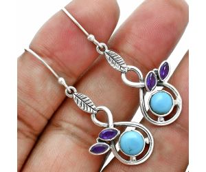 Sleeping Beauty Turquoise and Amethyst Earrings EXE02922 T-1013, 6x6 mm