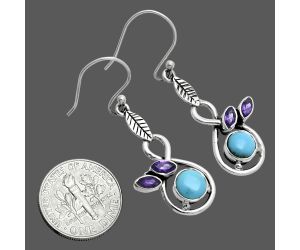 Sleeping Beauty Turquoise and Amethyst Earrings EXE02922 T-1013, 6x6 mm