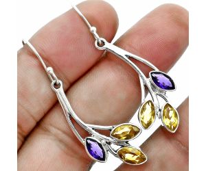 Citrine and Amethyst Earrings EXE02924 E-1253, 4x8 mm