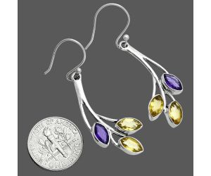 Citrine and Amethyst Earrings EXE02924 E-1253, 4x8 mm