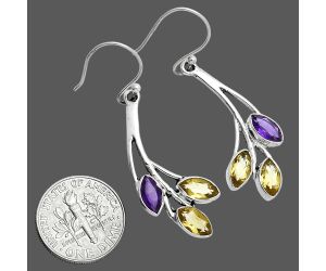 Citrine and Amethyst Earrings EXE02926 E-1253, 4x8 mm