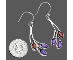 African Amethyst and Garnet Earrings EXE02927 E-1253, 4x8 mm