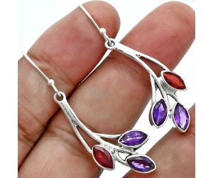 Amethyst and Garnet Earrings EXE02928 E-1253, 4x8 mm