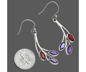 Amethyst and Garnet Earrings EXE02930 E-1253, 4x8 mm