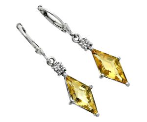 Citrine and White Zircon Earrings EXE02936 E-1254, 8x16 mm