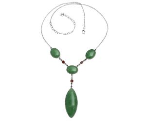 Green Aventurine and Garnet Necklace EXN01003 N-1023, 17x41 mm