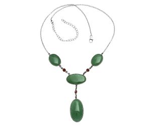 Green Aventurine and Garnet Necklace EXN01004 N-1023, 16x18 mm