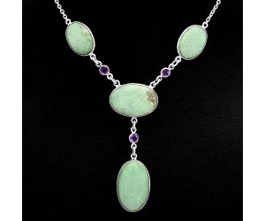 Utah Variscite and Amethyst Necklace EXN01015 N-1023, 15x23 mm