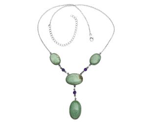 Utah Variscite and Amethyst Necklace EXN01015 N-1023, 15x23 mm