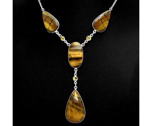 Tiger Eye and Citrine Necklace EXN01016 N-1023, 18x30 mm