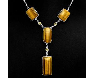 Tiger Eye and Citrine Necklace EXN01017 N-1023, 14x26 mm