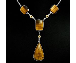 Tiger Eye and Citrine Necklace EXN01018 N-1023, 17x29 mm