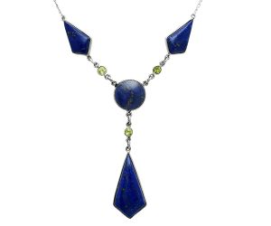 Lapis Lazuli and Peridot Necklace EXN01024 N-1023, 15x30 mm