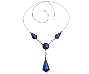 Lapis Lazuli and Peridot Necklace EXN01024 N-1023, 15x30 mm