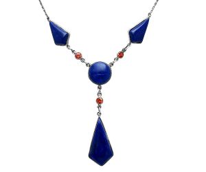 Lapis Lazuli and Garnet Necklace EXN01025 N-1023, 15x29 mm