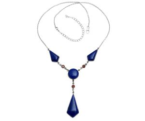 Lapis Lazuli and Garnet Necklace EXN01025 N-1023, 15x29 mm