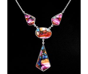 Kingman Orange Dahlia Turquoise Necklace EXN01034 N-1013, 19x34 mm