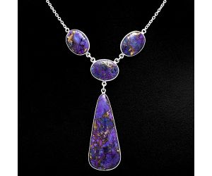 Copper Purple Turquoise Necklace EXN01037 N-1013, 18x45 mm