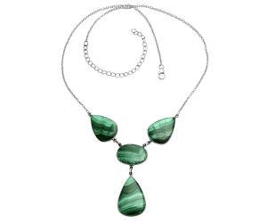 Malachite Eye Necklace EXN01042 N-1013, 18x25 mm