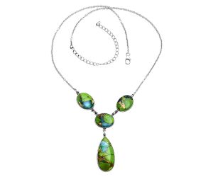 Blue Turquoise In Green Mohave Necklace EXN01043 N-1013, 14x28 mm