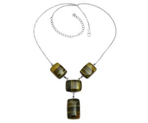 Tiger Eye Necklace EXN01044 N-1013, 15x24 mm