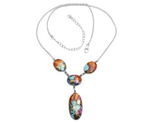 Kingman Orange Dahlia Turquoise Necklace EXN01050 N-1013, 14x29 mm