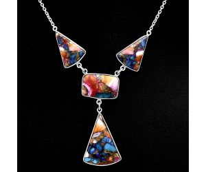 Kingman Orange Dahlia Turquoise Necklace EXN01053 N-1013, 20x27 mm