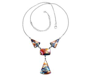 Kingman Orange Dahlia Turquoise Necklace EXN01053 N-1013, 20x27 mm