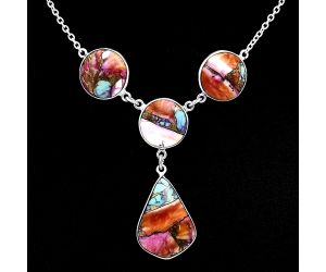 Kingman Orange Dahlia Turquoise Necklace EXN01055 N-1013, 17x22 mm