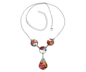 Kingman Orange Dahlia Turquoise Necklace EXN01055 N-1013, 17x22 mm