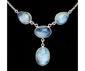 Rainbow Moonstone Necklace EXN01057 N-1013, 12x16 mm