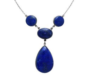 Lapis Lazuli and Lapis Lazuli Necklace EXN01059 N-1013, 21x33 mm