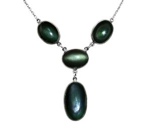 Obsidian Eye Necklace EXN01062 N-1013, 14x23 mm