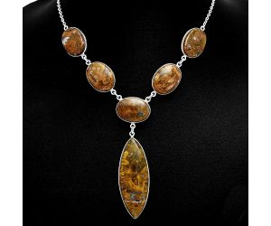 Red Palm Root Agate Necklace EXN01064 N-1013, 16x43 mm