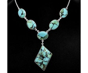 Lucky Charm Tibetan Turquoise Necklace EXN01065 N-1013, 19x36 mm