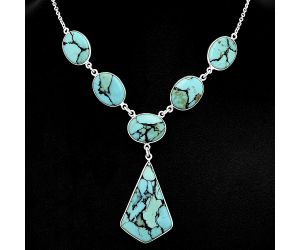 Lucky Charm Tibetan Turquoise Necklace EXN01068 N-1013, 23x34 mm